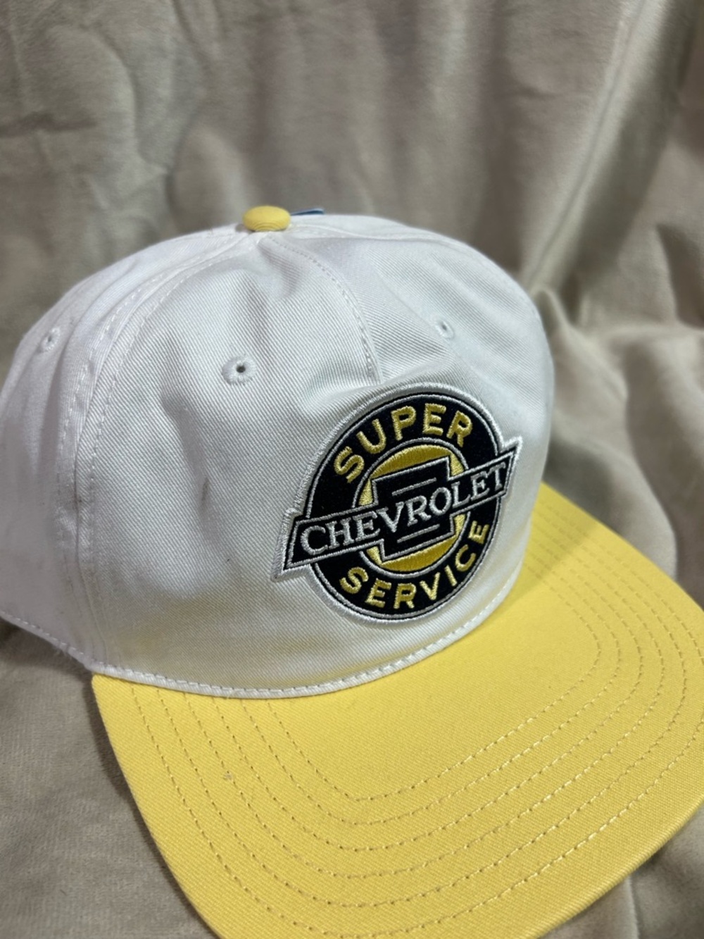 Chevrolet Super Service White and Yellow Patch Cap
